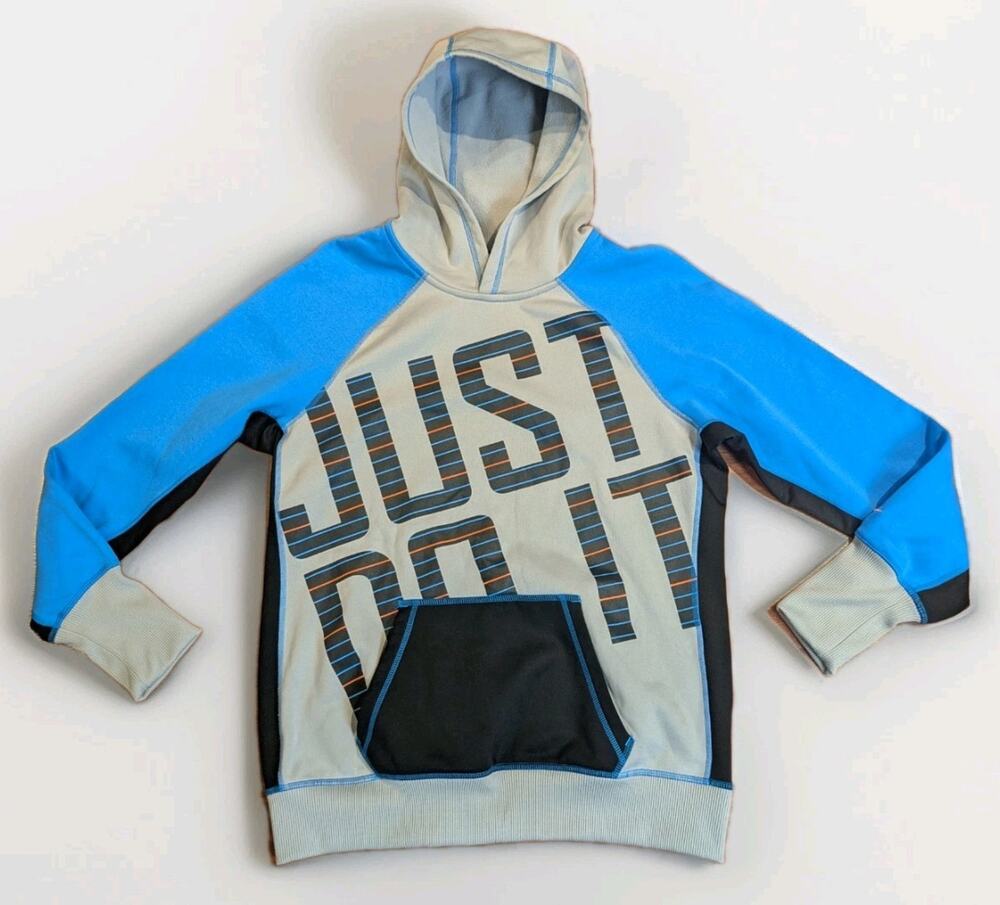 Nike Therma Fit Hoodie Just Do It Graphic Blue Gray Tag L Fits S/M